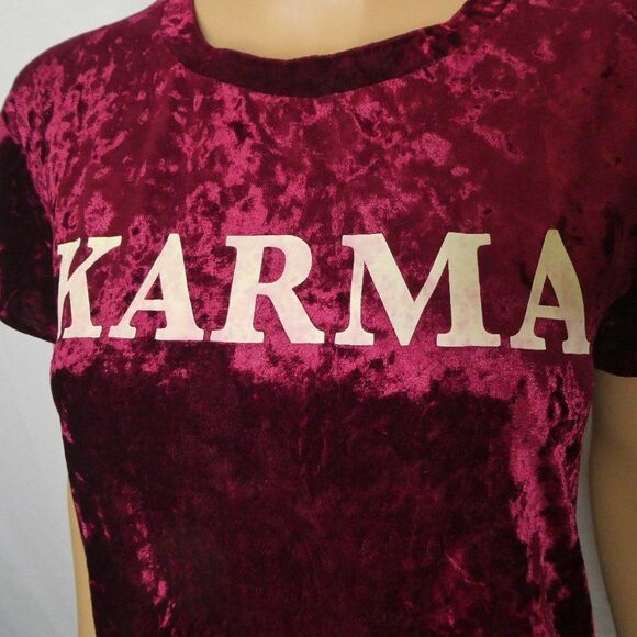 High Street Karma Velvet Graphic T Shirt Tee Small - Picture 1 of 8
